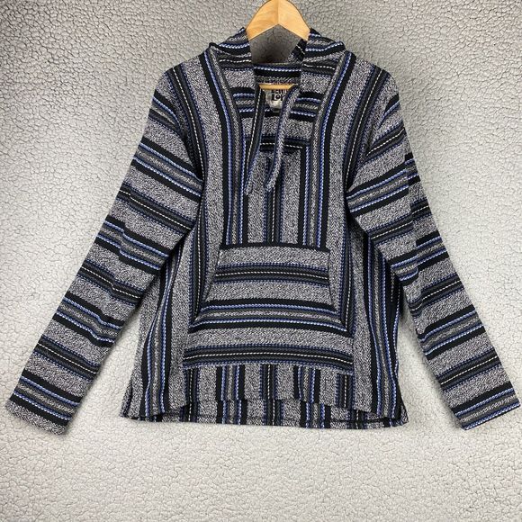 Original Senor Lopez Pullover Poncho Hoodie Mens Size Small Baja Rug Hippie - Picture 1 of 10